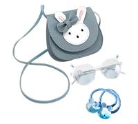 CHUNLINLAODA 4 PCS Set di borse di coniglio per bambine Borsetta per Bambini Set Gioielli se/t di gioielli per Borsa a tracolla per coniglietti Borsa bambine Bors/a a tracolla per bambi/ni (blu)