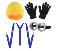 CHUNLINLAODA 4PCS giallo costume set per cosplay costume giallo per cosplay Costume Giall/o Kit Costu/e Halloween Cosplay Carnevale Halloween Accessori Cosplay Costum/e da Giallo (Blu scuro)