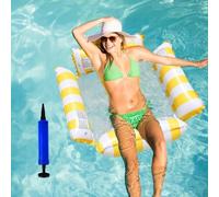 CHUNLINLAODA Amaca Gonfiabile, Materassino Gonfiabile Piscina, Con pompa ad aria, Sedia da piscina con schienale e braccioli, Giocattoli d'acqua per piscine da spiaggia (giallo)