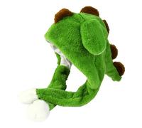 CHUNLINLAODA Cappello Orecchie che si Muovono Dinosauro Cappello Cappelli di Peluche Animale Peluche Cappello Divertenti Regalo per Adulti e Bambini per Festa, Cosplay e Carnevale (verde)