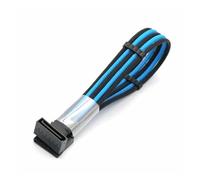 ChunLK Cavo di prolunga di alimentazione SATA da 15 pin maschio a femmina con maniche in PET da 4 mm con adattatore di prolunga Sater HDD da 2 pezzi con pettine for cavi(Black - Light Blue)