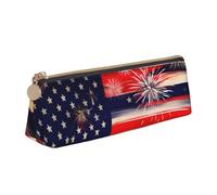 CHUNMINW Astuccio in pelle minimalista triangolare con stampa fuochi d'artificio bandiera americana 4 luglio organizer per cosmetici con stampa completa per viaggi e lavoro