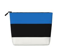 CHUNMINW Beauty case con stampa bandiera dell'Estonia, borsa da trucco da viaggio con cerniera, organizer impermeabile, nero, Taglia unica