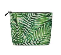 CHUNMINW Beauty case con stampa verde con foglie di banano, da donna, con cerniera, borsa da viaggio per cosmetici, borsa da toeletta organizer impermeabile, nero, Taglia unica