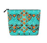 CHUNMINW Beauty case da donna con stampa di meraviglie turchesi, borsa per il trucco con cerniera, borsa da viaggio per cosmetici da toeletta, organizer impermeabile, nero, Taglia unica