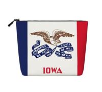 CHUNMINW Borsa cosmetica da donna, con stampa bandiera dello Stato dell'Iowa, borsa per il trucco con cerniera, borsa da viaggio per cosmetici da toeletta, organizer impermeabile, nero, Taglia unica