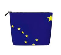 CHUNMINW Borsa per cosmetici da donna, con stampa bandiera dell'Alaska, borsa per il trucco con cerniera, borsa da viaggio per cosmetici da toeletta, organizer impermeabile, nero, Taglia unica