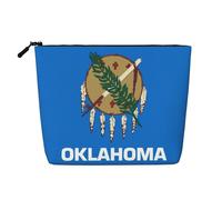 CHUNMINW Borsa per cosmetici da donna, con stampa bandiera dell'Oklahoma, borsa per trucchi con cerniera, borsa da viaggio per cosmetici da toeletta, organizer impermeabile, nero, Taglia unica