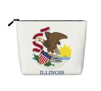 CHUNMINW Borsa per cosmetici da donna, con stampa di bandiera dello Stato dell'Illinois, borsa per il trucco con cerniera, borsa da viaggio per cosmetici da toeletta, organizer impermeabile, nero,