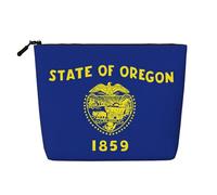 CHUNMINW Borsa per cosmetici da donna, con stampa di bandiera dell'Oregon, borsa per il trucco con cerniera, borsa da viaggio per cosmetici da toeletta, organizer impermeabile, nero, Taglia unica