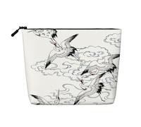 CHUNMINW Borsa per cosmetici da donna, con stampa di gru giapponese, borsa per il trucco con cerniera, borsa da viaggio per cosmetici da toeletta, organizer impermeabile, nero, Taglia unica