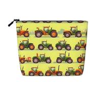 CHUNMINW Green Fields, borsa cosmetica da donna, con stampa di macchina agricola, borsa per il trucco con cerniera, borsa da viaggio per cosmetici da toeletta, organizer impermeabile, nero, Taglia