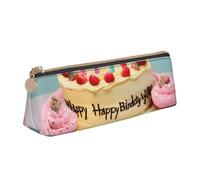 CHUNMINW Happy Birthday Big Cake Print Minimalista Triangolare Astuccio in Pelle Astuccio Cosmetico Organizer con Stampa Completa per Viaggi Lavoro, Bianco, One Size, Design elegante