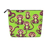 CHUNMINW Trousse per cosmetici da donna, con cerniera, impermeabile, con stampa di scimmia, colore verde, nero, Taglia unica