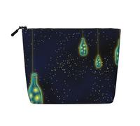CHUNMINW Trousse per cosmetici da donna, con stampa di bottiglie nel cielo notturno, borsa per il trucco con cerniera, borsa da viaggio per cosmetici da toeletta, organizer impermeabile, nero, Taglia