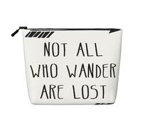CHUNMINW Trousse per cosmetici da donna, con stampa "Not All Who Wander Are Lost", borsa per il trucco con cerniera, borsa da viaggio per cosmetici da toeletta, organizer impermeabile, nero, Taglia