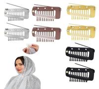 Chunni - Clip per extension per capelli a 10 denti, per fissare la parrucca, senza cuciture, resistenti e invisibili, per hijab, clip per capelli da donna, extension per velo (confezione da 8)