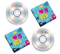 CHUNNIN 50 piatti e tovaglioli per feste anni '90 mix CD piatti da dessert retrò anni '90 decorazioni per feste a tema I Love the 90s Set da tavola serve 25 ospiti anni '90 Rientro agli anni '90