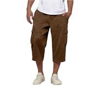 CHUNOTU - Pantaloncini cargo da uomo, sopra il ginocchio, leggeri, in twill di cotone, per escursionismo, arrampicata, combattimento, multi tasche, Marrone, L