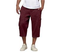 CHUNOTU - Pantaloncini cargo da uomo, sopra il ginocchio, leggeri, in twill di cotone, per escursionismo, arrampicata, combattimento, multi tasche, vino, M