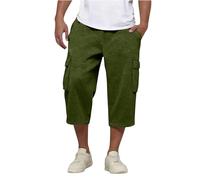 CHUNOTU - Pantaloncini cargo da uomo, sopra il ginocchio, leggeri, in twill di cotone, per escursionismo, arrampicata, combattimento, multi tasche, Verde scuro, XXL