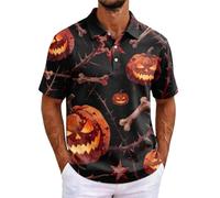 Chunotu - Polo da uomo a maniche corte con stampa Jack-O-Lantern, per
