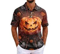 Chunotu - Polo da uomo a maniche corte con stampa Jack-O-Lantern, per