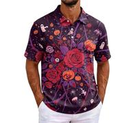 Chunotu - Polo da uomo a maniche corte con stampa Jack-O-Lantern, per