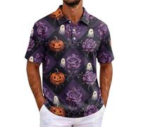 Chunotu - Polo da uomo a maniche corte con stampa Jack-O-Lantern, per