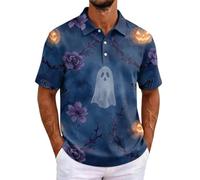 Chunotu - Polo da uomo a maniche corte con stampa Jack-O-Lantern, per
