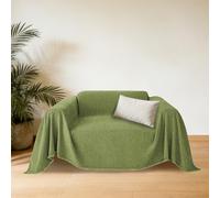 CHUNRONG Telo Copridivano Copri Divano in Ciniglia con Frange 180 x 420 cm Resistente Alle Macchie e Ai Graffi Copritutto Salva Divani Lavabili per Cani e Gatti, Animali, Verde