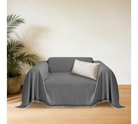 CHUNRONG Telo Copridivano Copri Divano in Ciniglia con Frange 180 x 480 cm Resistente Alle Macchie e Ai Graffi Copritutto Salva Divani Lavabili per Cani e Gatti, Animali, Grigio