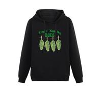 CHUNWANG Men's Heavyweight Hooded Hangin Buds Funny Weed Pot Hoodies Men Hoody Long Sleeve Pullover Sweatshirt with Drawing Pocket Size L