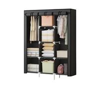 CHUNXVLI Armadio Per Spogliatoio Armadio Portatile Grande Organizzatore Di Vestiti Semplice Da Pavimento In Tessuto Patchwork Organizzazione(Black)