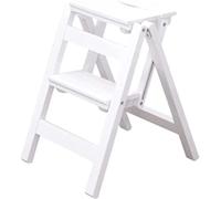 CHUNXVLI Scaletta Pieghevole Scala Garage Sgabello Pieghevole, Panca Multifunzionale A Forma di A Scale A Pedale Larghe in Legno per da Cucina 330lb(White,2 Step Ladder)