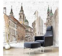 CHUNYAGOK Murales di città europee dipinti a mano adatti per la decorazione di pareti in mattoni di bar, ristoranti, camere da letto, fotomurales