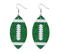 CHUNYANANAN - Orecchini pendenti a forma di pallone da calcio, in pelle, alla moda, per donne e ragazze, con nappe scintillanti, idea regalo, 0, Pelle sintetica e metallo, Nessuna pietra preziosa