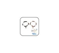 CHUOZI 2 braccialetti coordinati a forma di gatto per coppie, graziosi braccialetti con perline in stile cartone animato kawaii, con cuore in rilievo naturale, per donne, migliore amica, migliore