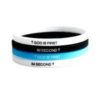 CHUOZI 4 braccialetti con scritta in lingua inglese "God Is First I Am Second", in silicone, con frasi religiosi cristiani, in gomma, per uomini e donne