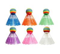 CHUOZI 6 volani da badminton, per palloni resistenti ai colpi con testa a sfera arcobaleno, volani per giovani giocatori, allenamento sportivo indoor e outdoor, colore casuale