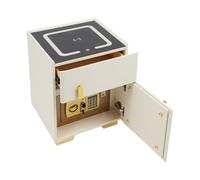 CHUOZI Comodino intelligente con ricarica USB, comodino a LED con luce a tre colori e cassetto con serratura a impronte digitali, altoparlante, in legno massello minimalista per camera da letto (beige