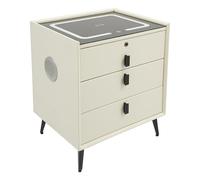 CHUOZI Comodino intelligente con ricarica USB, comodino a LED con luce a tre colori e cassetto con serratura a impronte digitali, altoparlante, in legno massello minimalista per camera da letto (beige