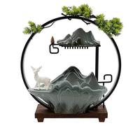 CHUOZI Fontana d'acqua da tavolo per interni, cascata con luci a LED, piante finte per acquario, decorazione per casa e ufficio, per buona fortuna, maestro zen (statue della gru)