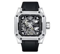 CHUOZI Orologio meccanico automatico, da uomo, in acciaio inox, con movimento a gabbiano argentato, con cristalli di rubino, serie Space X