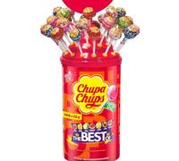 Chupa Chups Best of Lollipop - Scatola per lecca-lecca con logo, contiene 100 lecca-lecca in 7 gusti, pratica scatola pop art, adatta per compleanno, 100 x 12 g