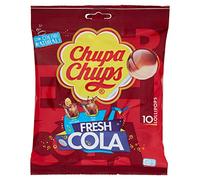 Chupa Chups Fresh Cola, Lollipop, Gusto Cola e Cola Lemon, Senza Glutine e con Colori Naturali, 1 Confenzione da 120g. da 10 Lecca Lecca Monoporzione, Ottima come Dolcetto di Fine Festa