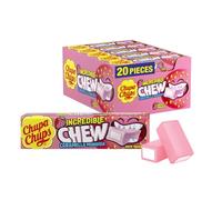 Chupa Chups Incredible Chew Strawberry, Gusto Fragola, Caramelle Morbide, Confezione da 20 Stick, Incredibile Esplosione di Gusto