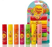 Chupa Chups - Set di 7 balsami per labbra, vari sapori di frutta, Watermelon, Limone, Arancia, Strawberry, Apple, Pineapple, Peach