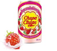 Chupa Chups Sparkling 12 Lattina da 33cl Gusto Fragola e Panna Bevanda Frizzante