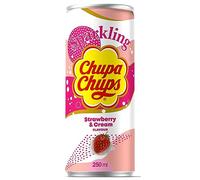 Chupa Chups Sparkling 4 o 8 Lattine da 250 ml Gusto Fragola&Panna (8)